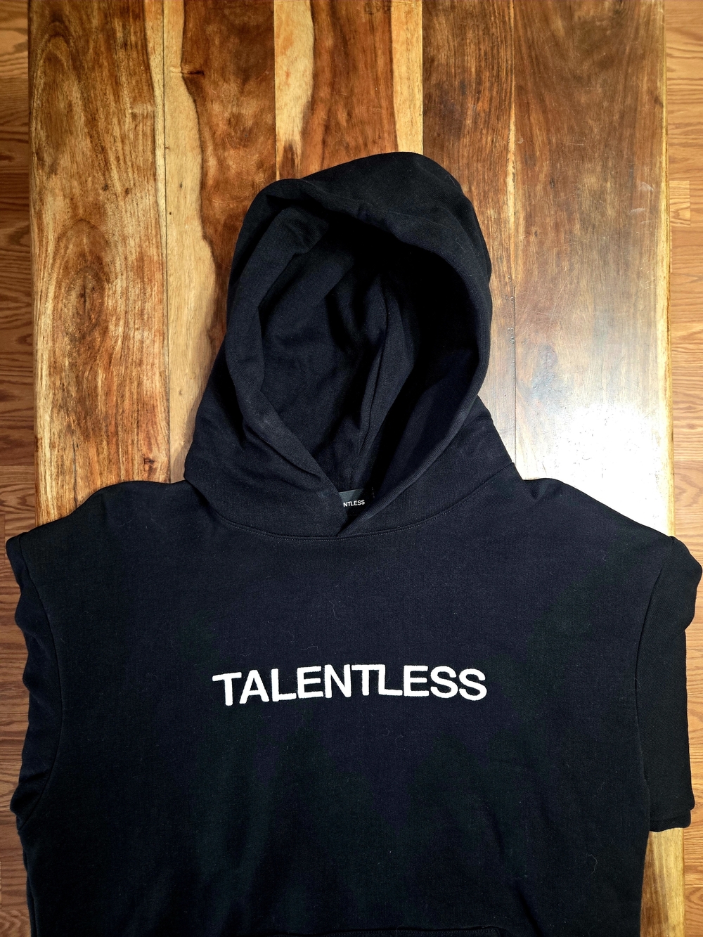 TALENTLESS Unisex Black Hoodie with White Logo - Picture 3 of 5